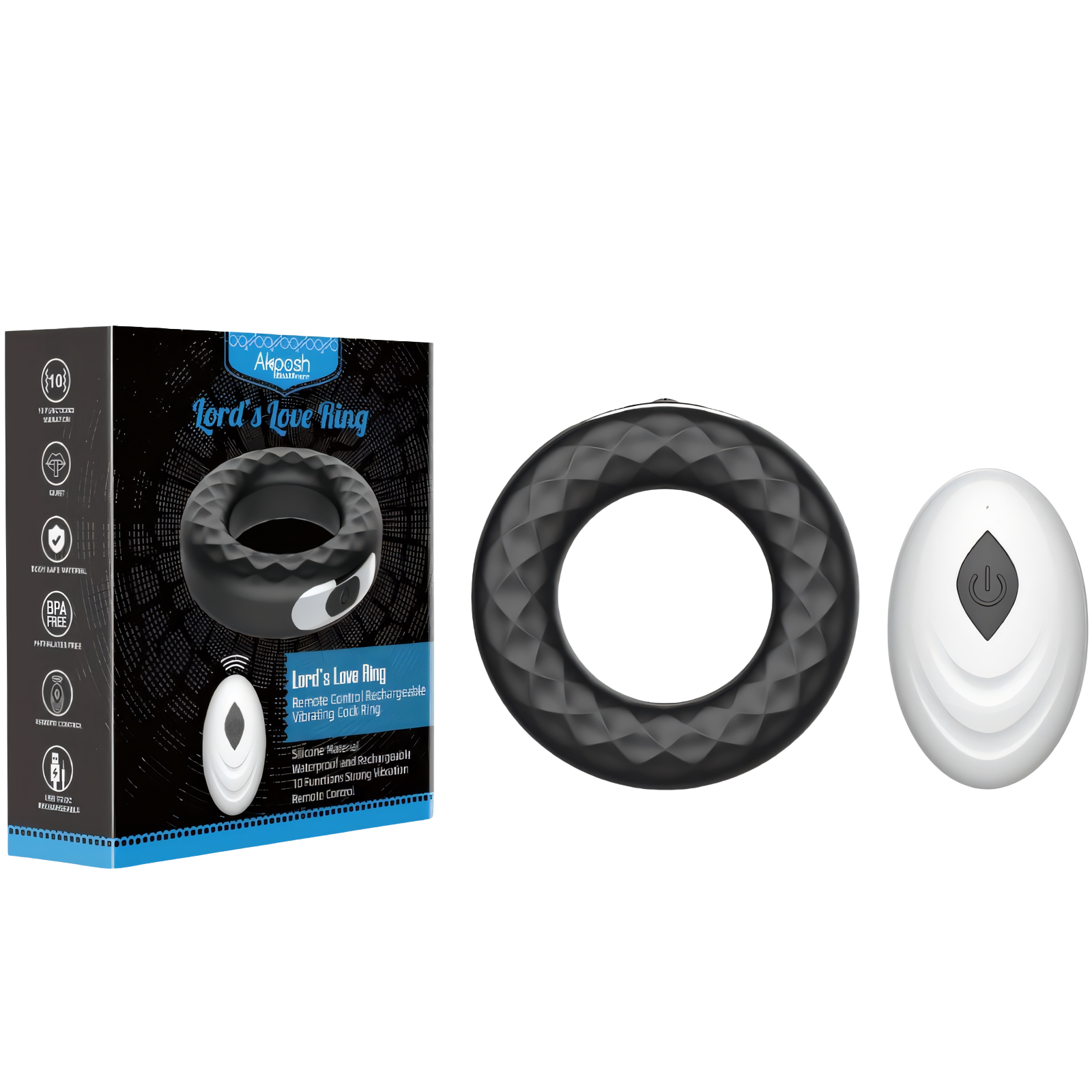 ARMONY - LORD'S LOVE ANILLO VIBRADOR CONTROL REMOTO NEGRO