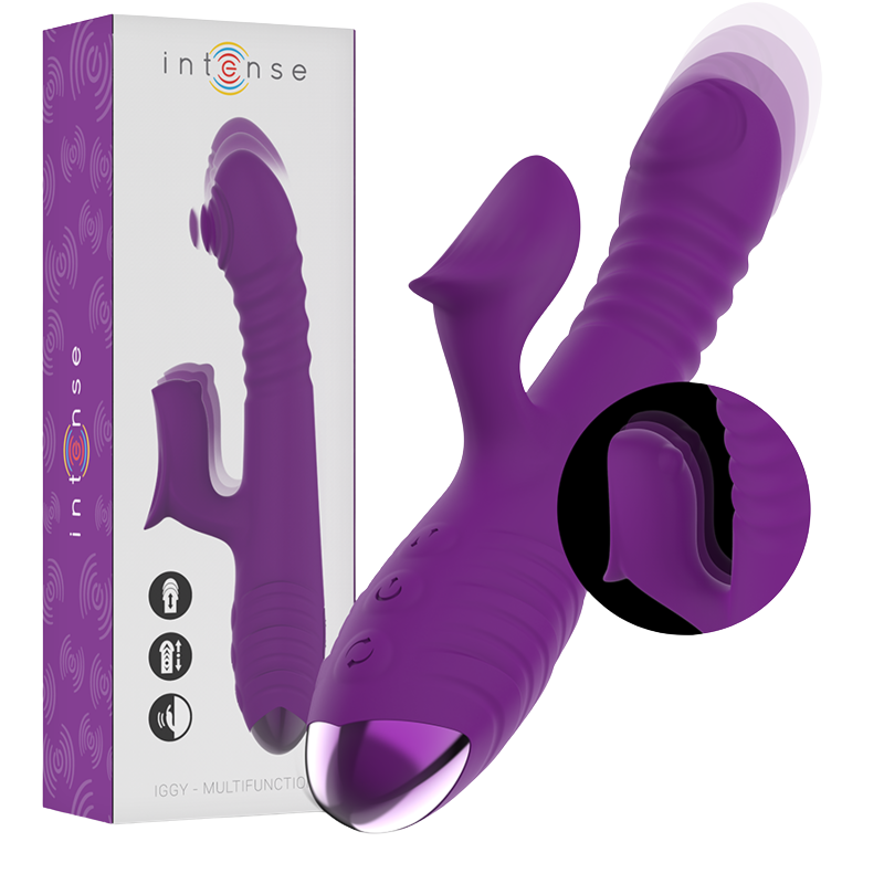 INTENSE - IGGY VIBRADOR MULTIFUNCIÓN RECARGABLE UP & DOWN CON ESTIMULADOR DE CLITORIS MORADO