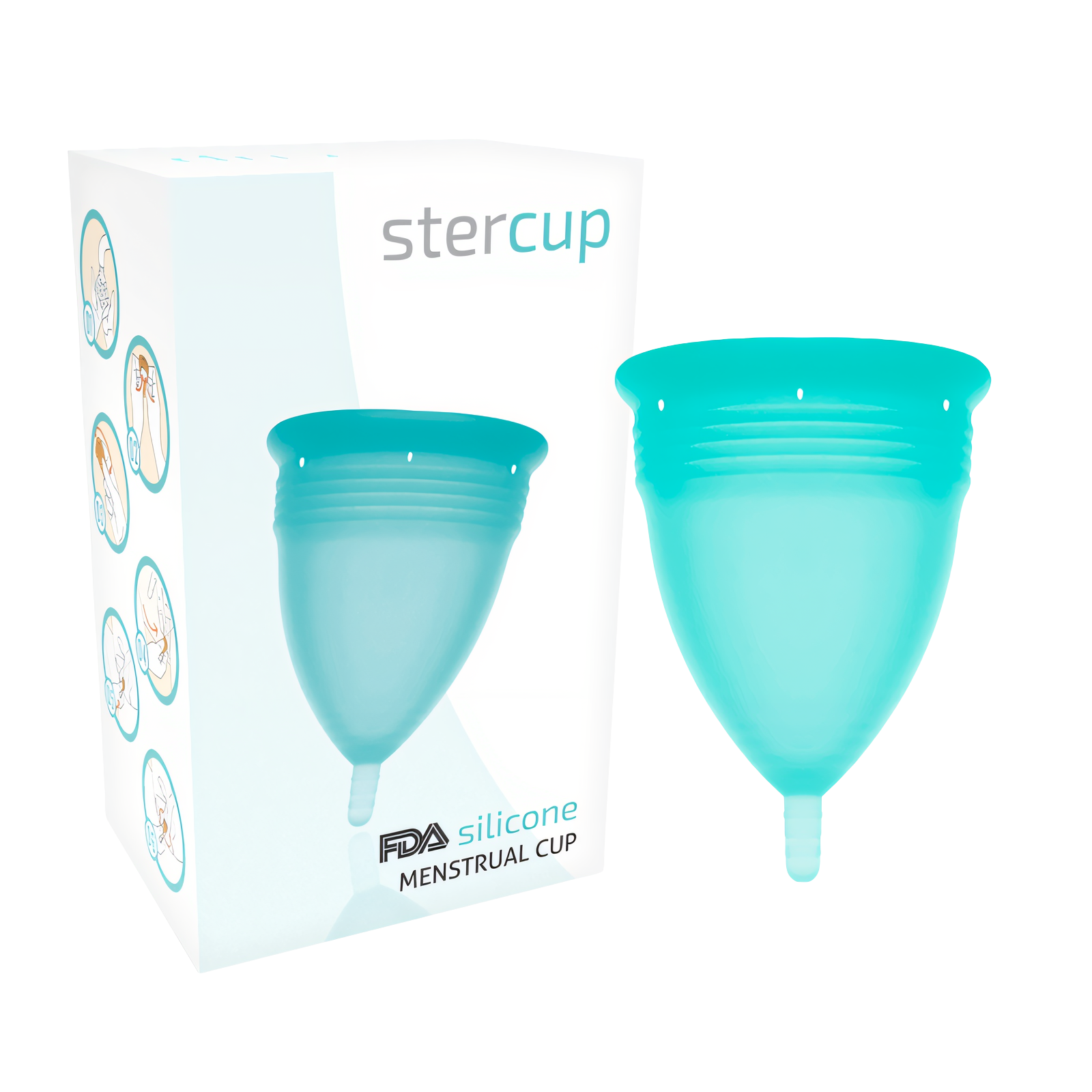 STERCUP - FDA SILICONEN AQUAMARIJN MENSTRUATIECUP - MAAT L