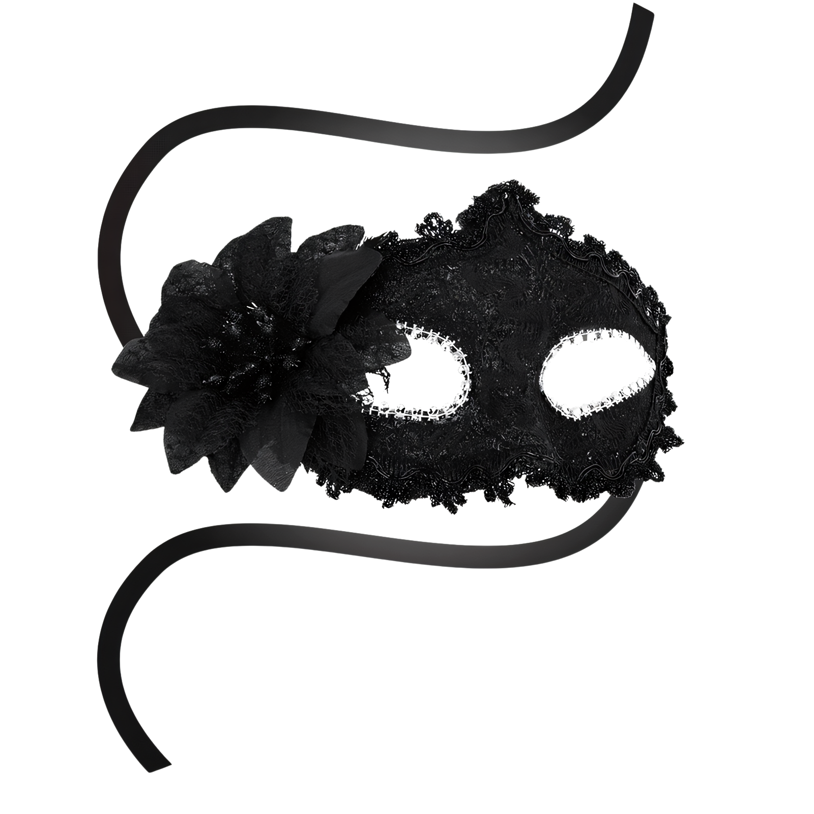 OHMAMA - MASKS ANTIZAZ ESTILO VENECIANO FLOR LATERAL -  NEGRA