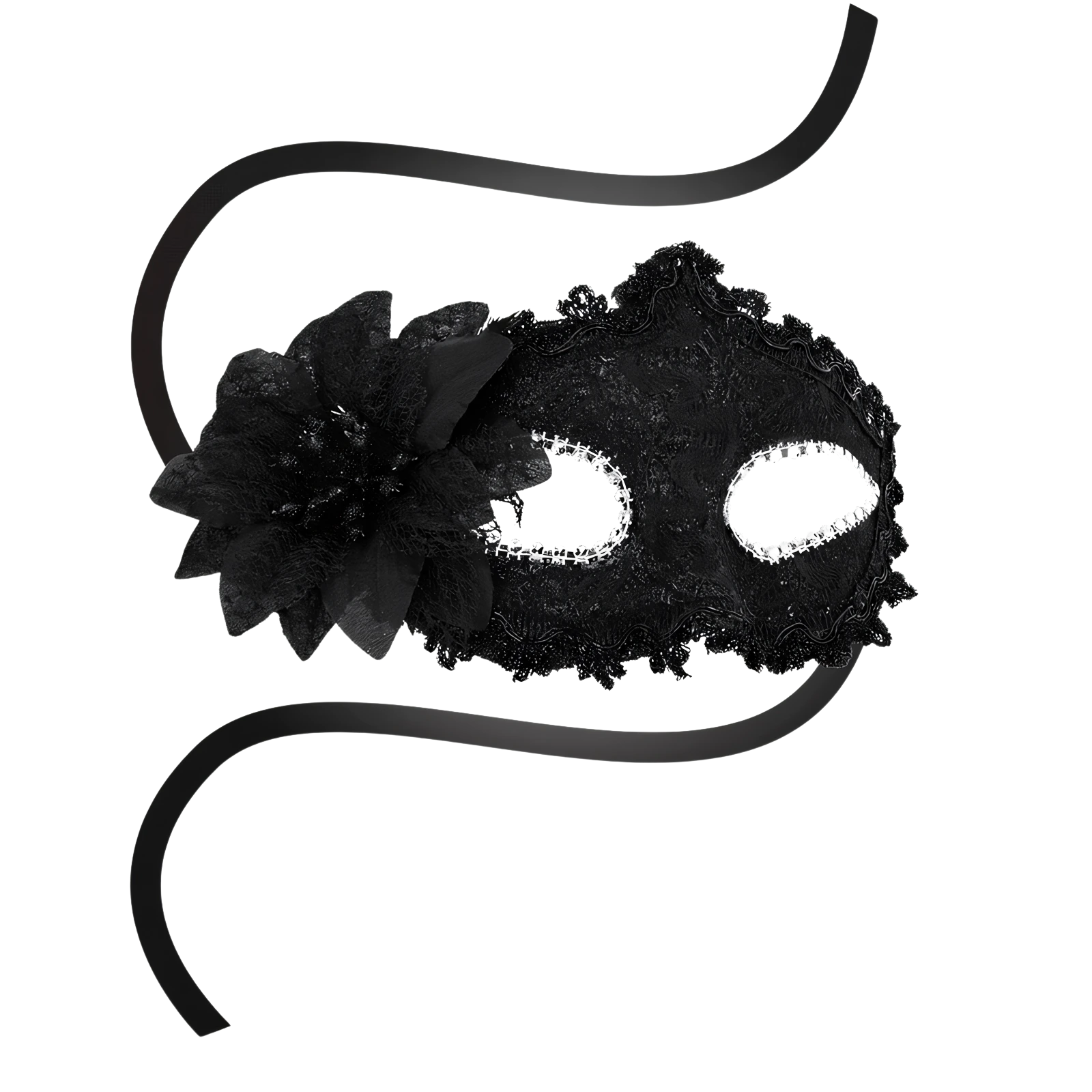 OHMAMA – MASKS Venetiaans oogmasker met zijbloem zwart