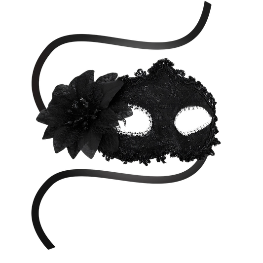 OHMAMA – MASKS Venetiaans oogmasker met zijbloem zwart