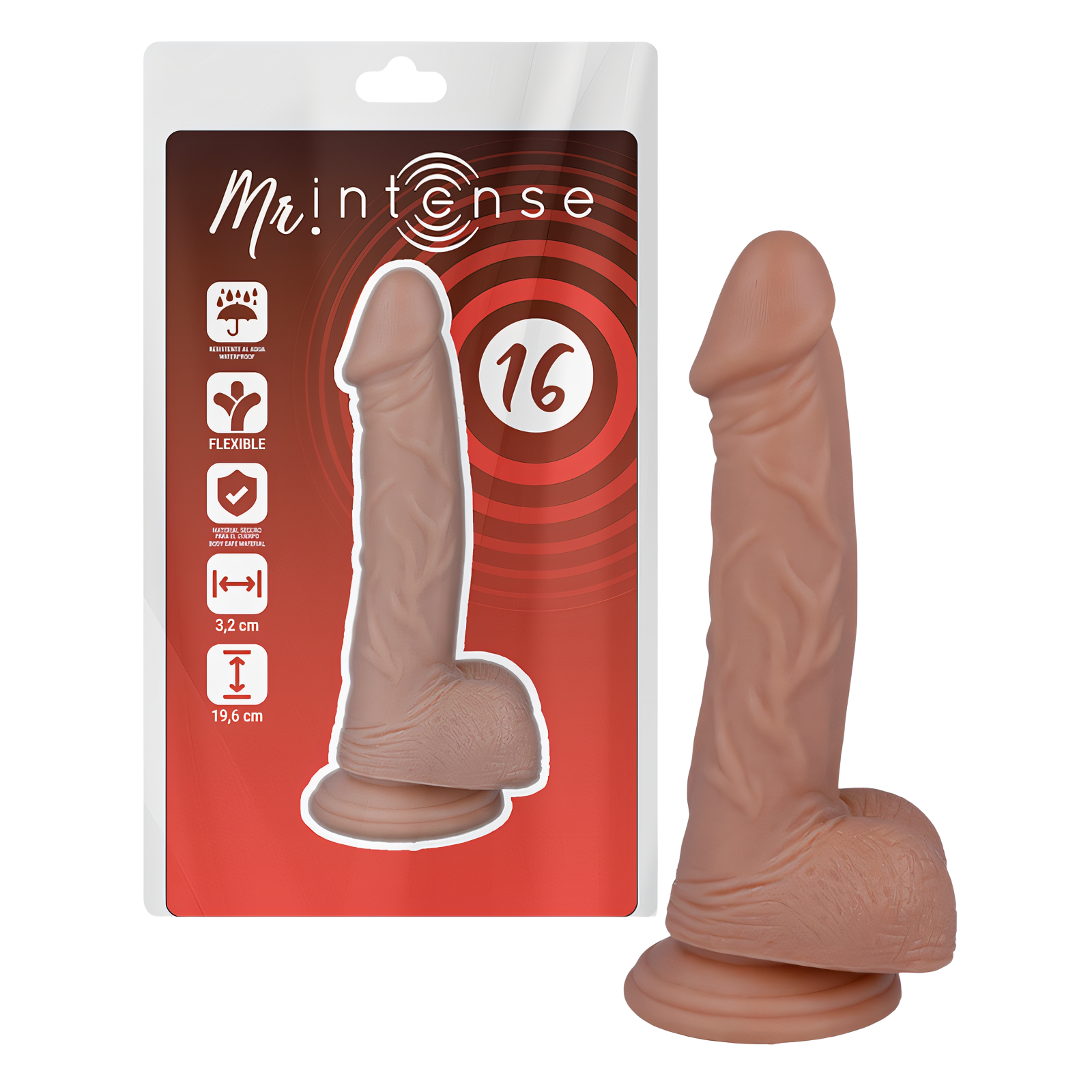 MR INTENSE - 16 PENE REALÍSTICO 19.6 CM -O- 3.2 CM