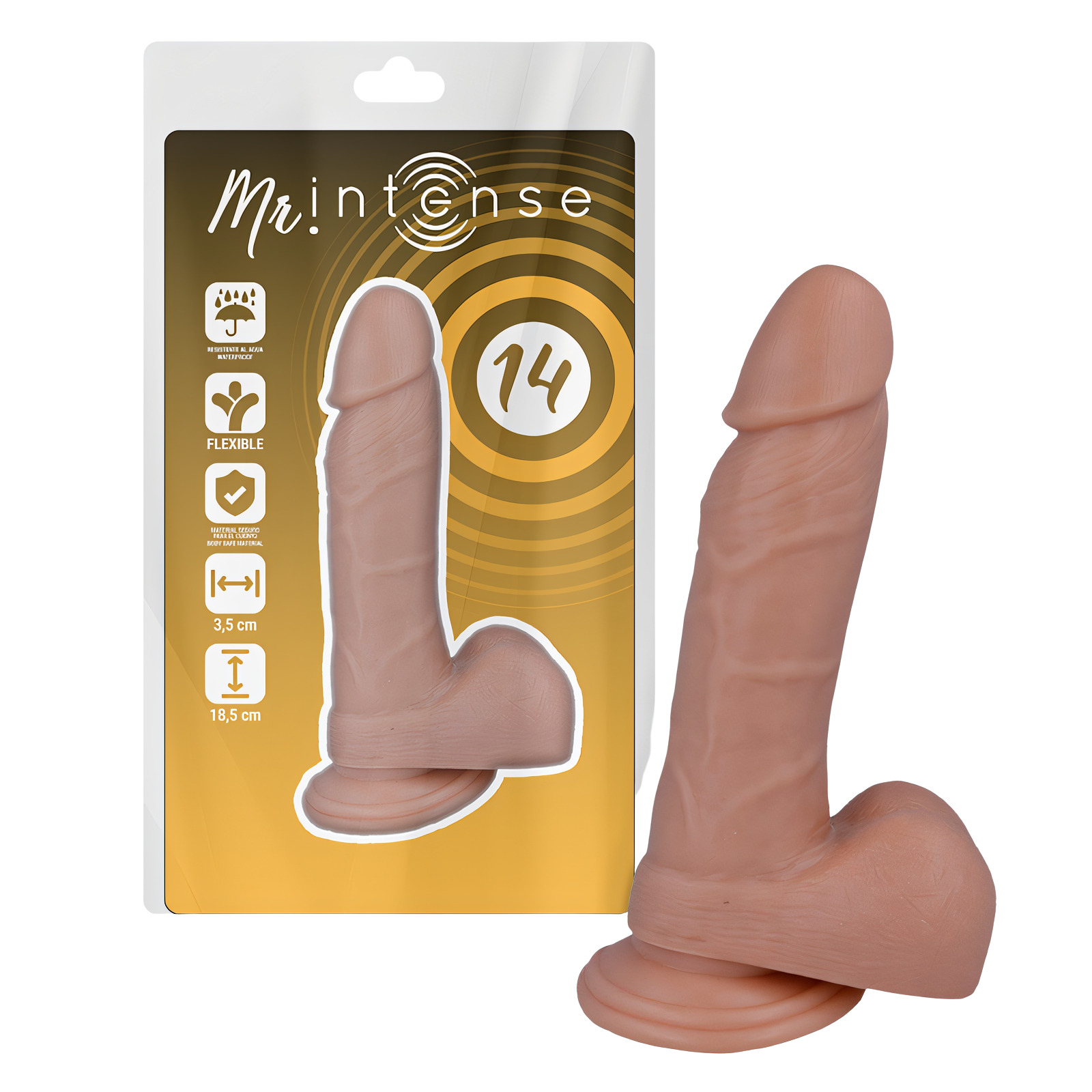MR INTENSE - 14 PENE REALÍSTICO 18.5 CM -O- 3.8 CM
