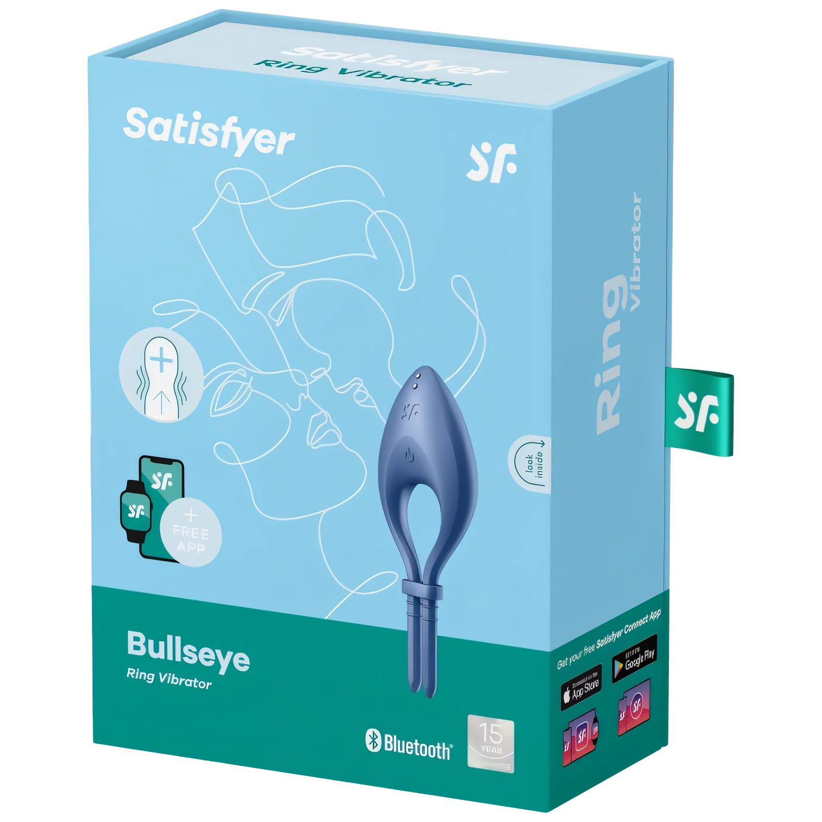 SATISFYER - BULLSEYE ANILLO VIBRADOR APP AZUL