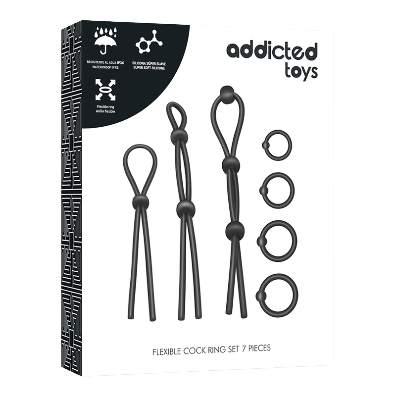 ADDICTED TOYS - FLEXIBLE SILICONE COCK RING SET 7 PIECES