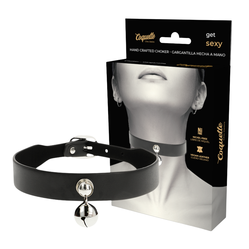 COQUETTE CHIC DESIRE – vegan leren halsband met belaccessoire