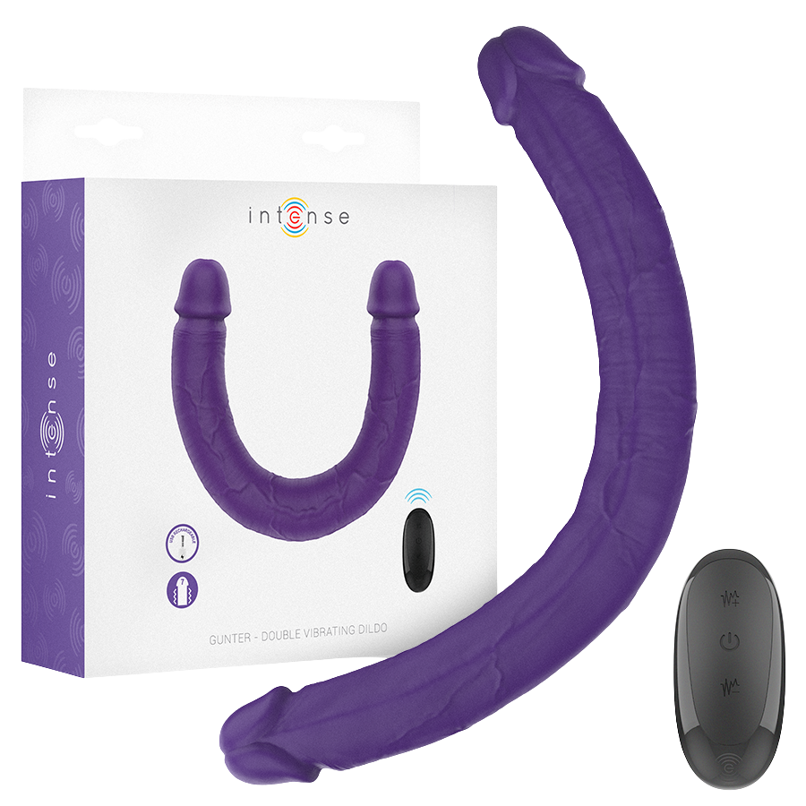 INTENSE - GUNTER DILDO DOBLE VIBRADOR 40 CM MORADO CONTROL REMOTO