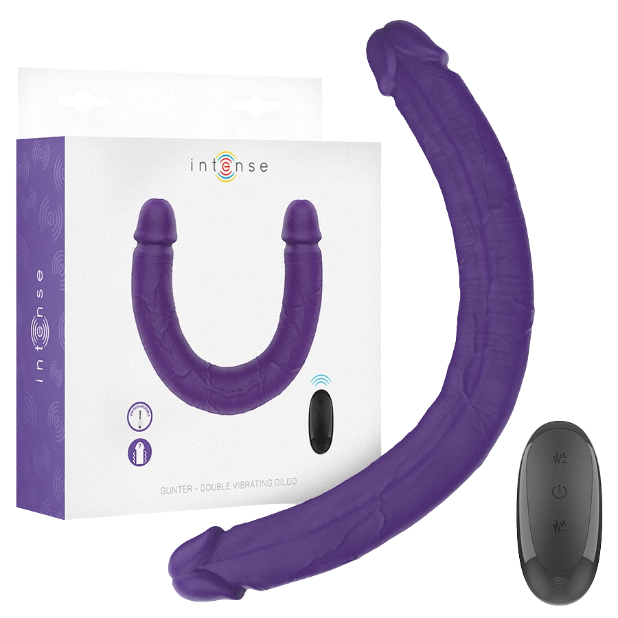 INTENSE - GUNTER DILDO DOUBLE VIBRATOR 40 CM PURPLE REMOTE CONTROL