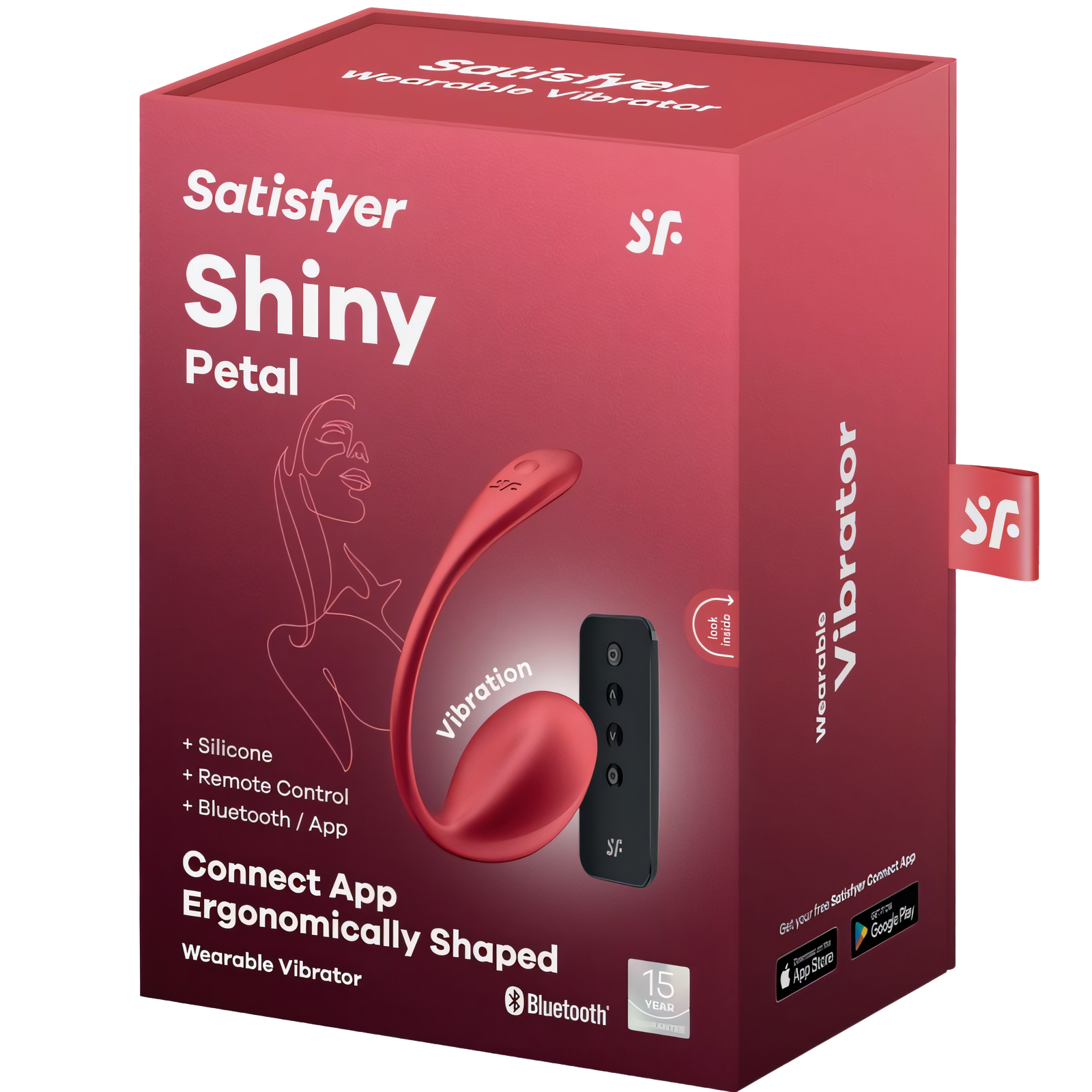 SATISFYER - SHINY PETAL ESTIMULADOR PUNTO G CONTROL REMOTO ROJO APP GRATUITA