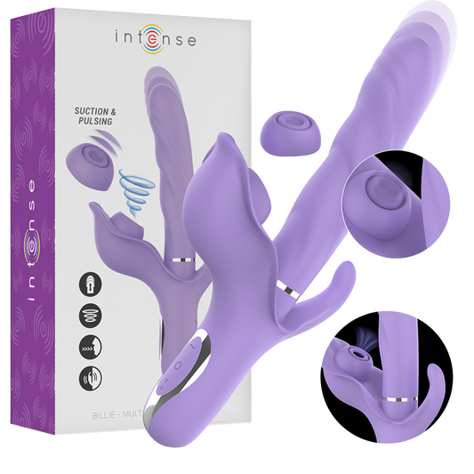 INTENSE - BILLIE OPLAADBARE MULTIFUNCTIONELE VIBRATOR MET STIMULERENDE GOLVEN EN PAARSE DRUKKNOP