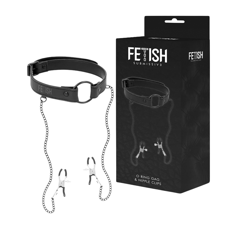FETISH ONDERWORPEN – ring-gag met tepelklemmen