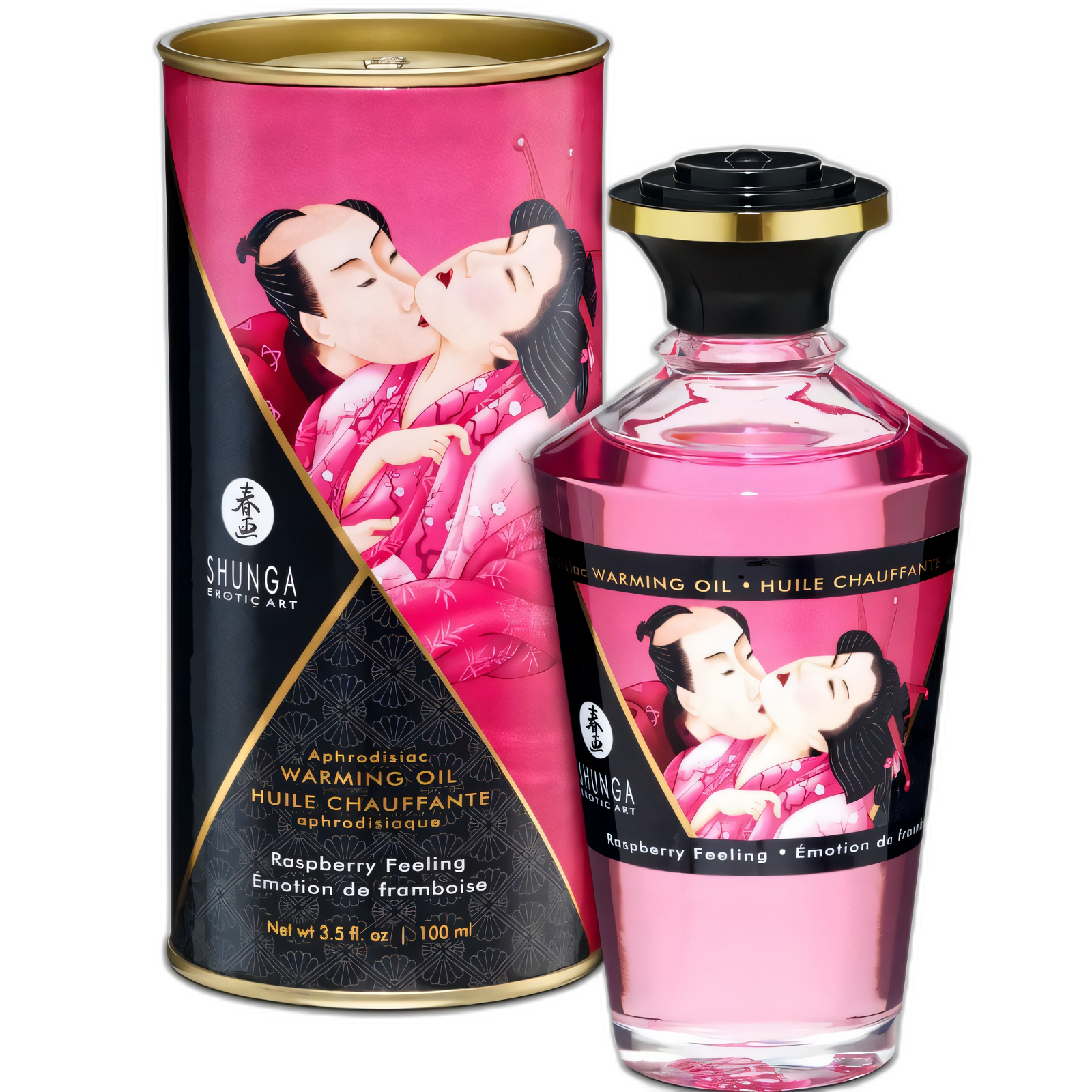 SHUNGA - ACEITE MASAJE EFECTO CALOR SABOR INTENSO FRAMBUESA 100 ML