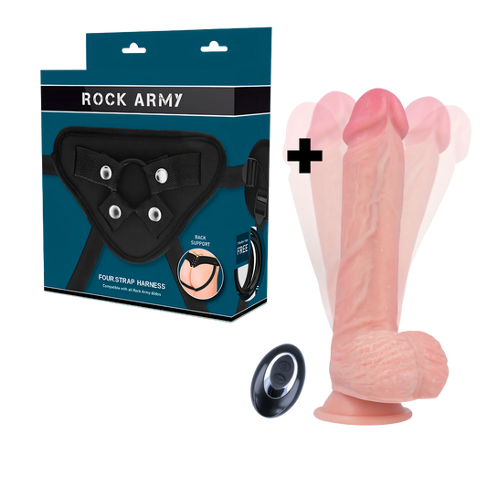 ROCKARMY - HARNAS + VLOEIBARE SILICONEN VIBRATOR MET PREMIUM AFSTANDSBEDIENING APACHE 20,5 CM -O- 4,62 CM