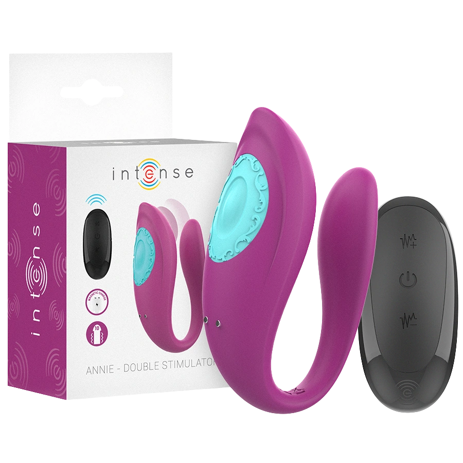 INTENSE - ANNIE U-SHAPED VIBRATOR AND STIMULATOR PURPLE REMOTE CONTROL