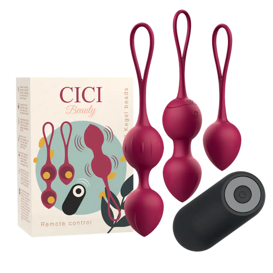 CICI BEAUTY - PREMIUM SILICONE 3 VIBRATING KEGEL BEADS REMOTE CONTROL