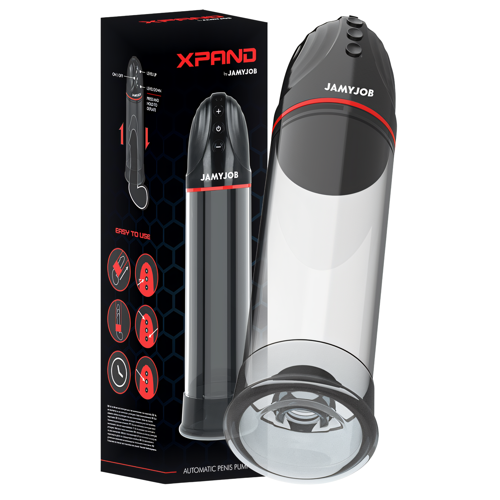 JAMYJOB - XPAND BOMBA AUTOMÁTICA 3 NIVELES DE ONDAS ESTIMULADORAS GRIS