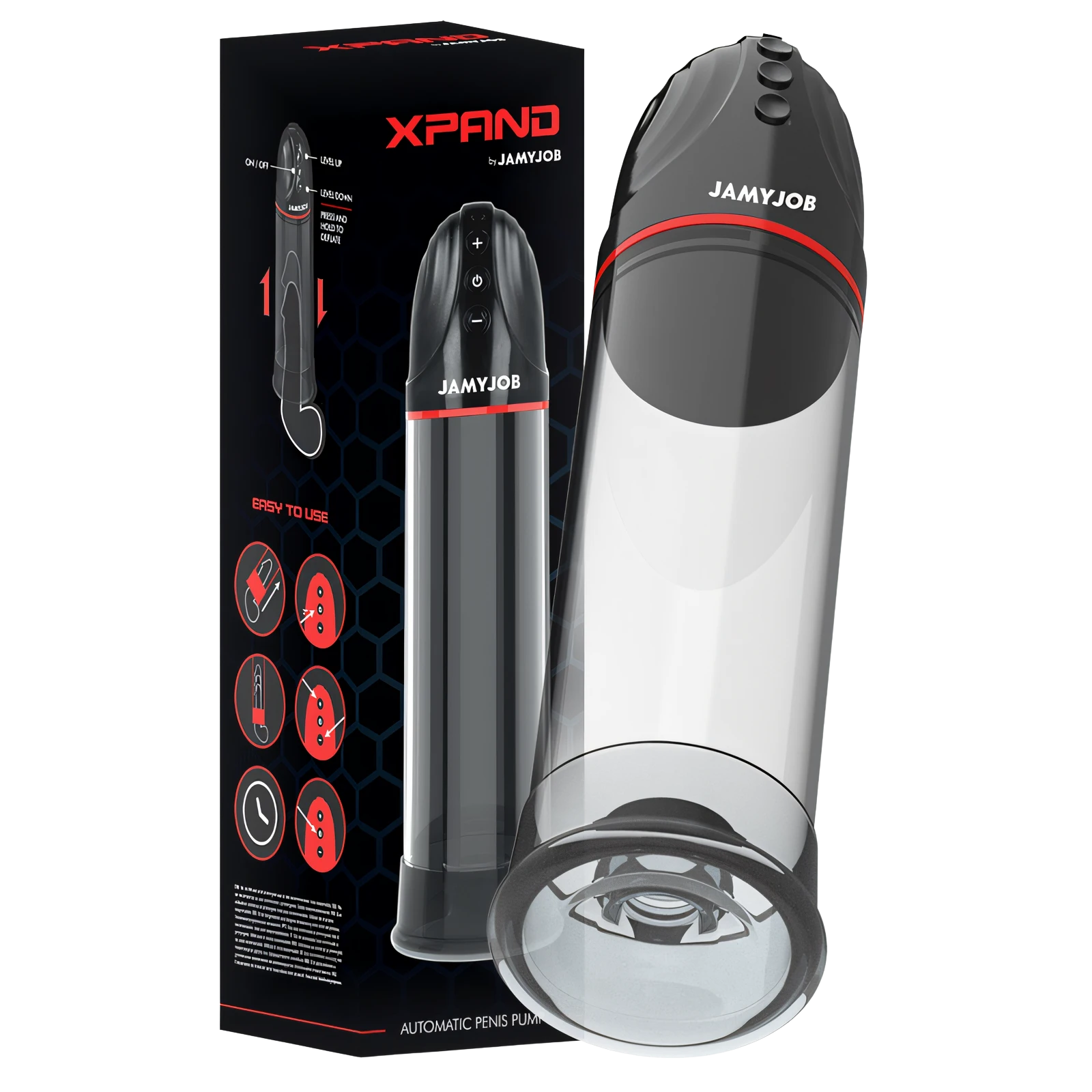 JAMYJOB - XPAND BOMBA AUTOMÁTICA 3 NIVELES DE ONDAS ESTIMULADORAS GRIS