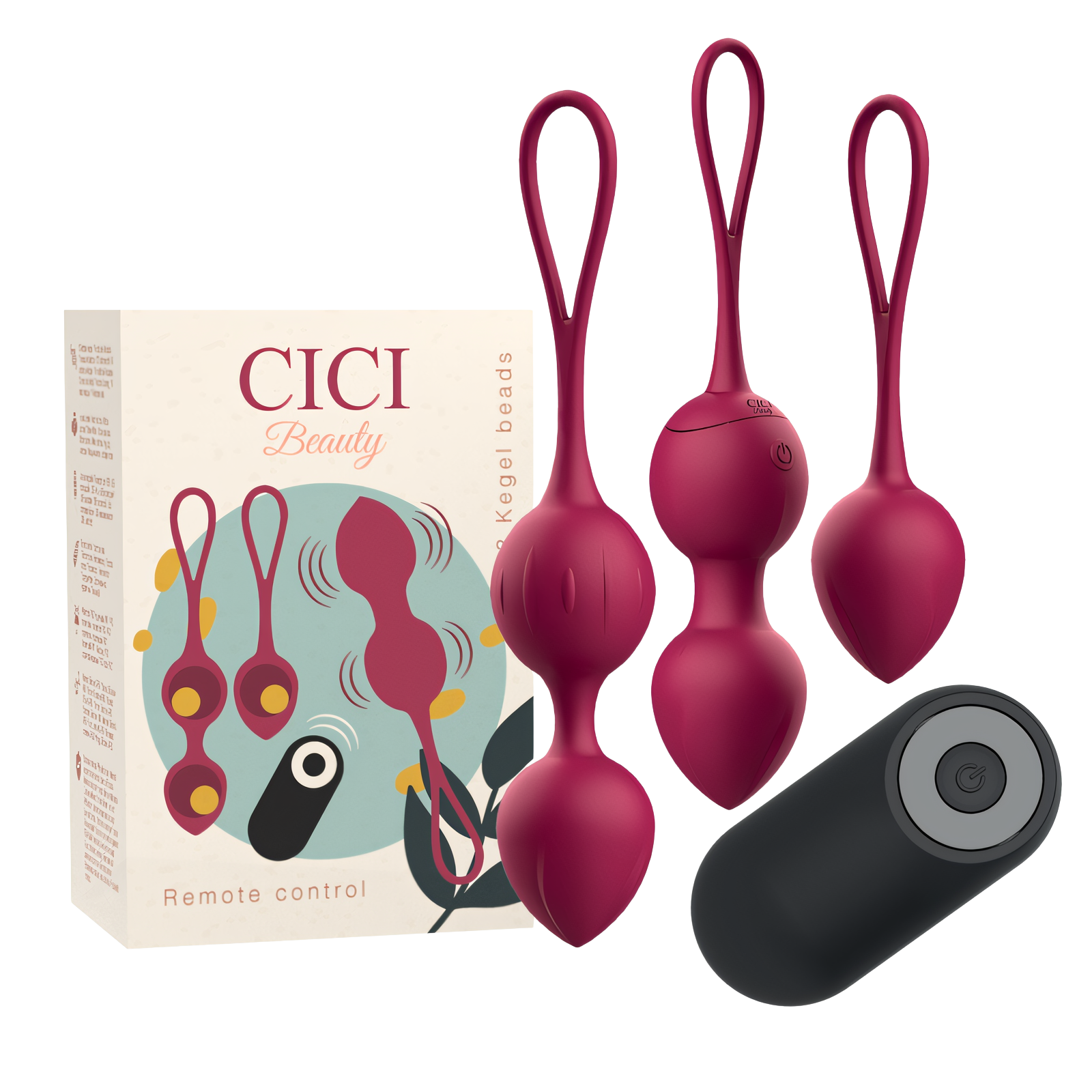 CICI BEAUTY - PREMIUM SILICONE 3 VIBRATING KEGEL BEADS REMOTE CONTROL
