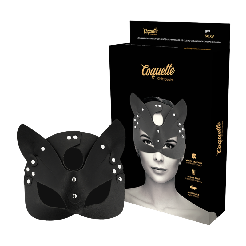 COQUETTE CHIC DESIRE - MASCARA CUERO VEGANO CON OREJAS DE GATO