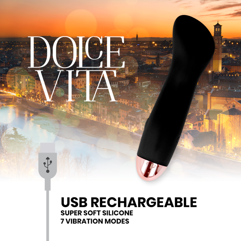DOLCE VITA - ONE OPLAADBARE VIBRATOR ZWART 7 SNELHEDEN