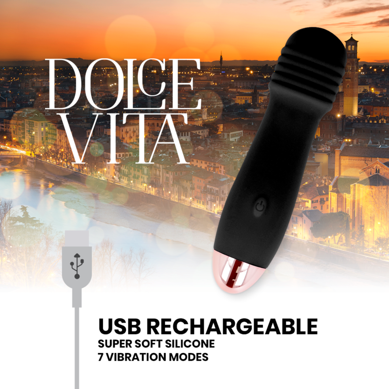 DOLCE VITA - OPLAADBARE VIBRATOR DRIE ZWART 7 SNELHEDEN