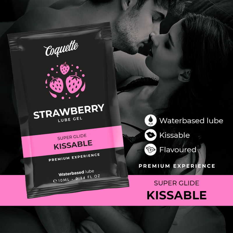 COQUETTE CHIC DESIRE - KUSSEND GLIJMIDDEL OP WATERBASIS VAN AARDBEI IN ZAKFORMAAT 10 ML