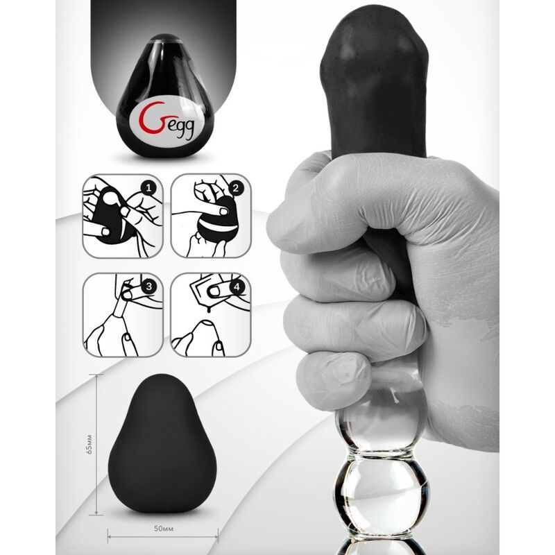G-VIBE - HERBRUIKBARE GETEXTUREERDE MASTURBATOR EGG BLACK
