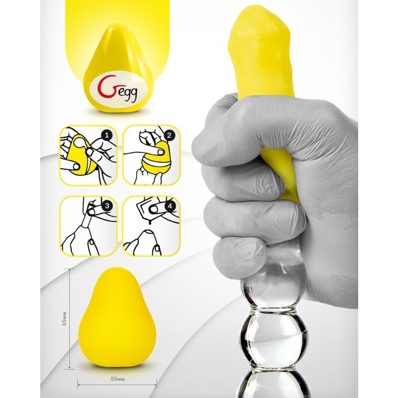 G-VIBE - HERBRUIKBARE GETEXTUREERDE MASTURBATIE-EI GEEL