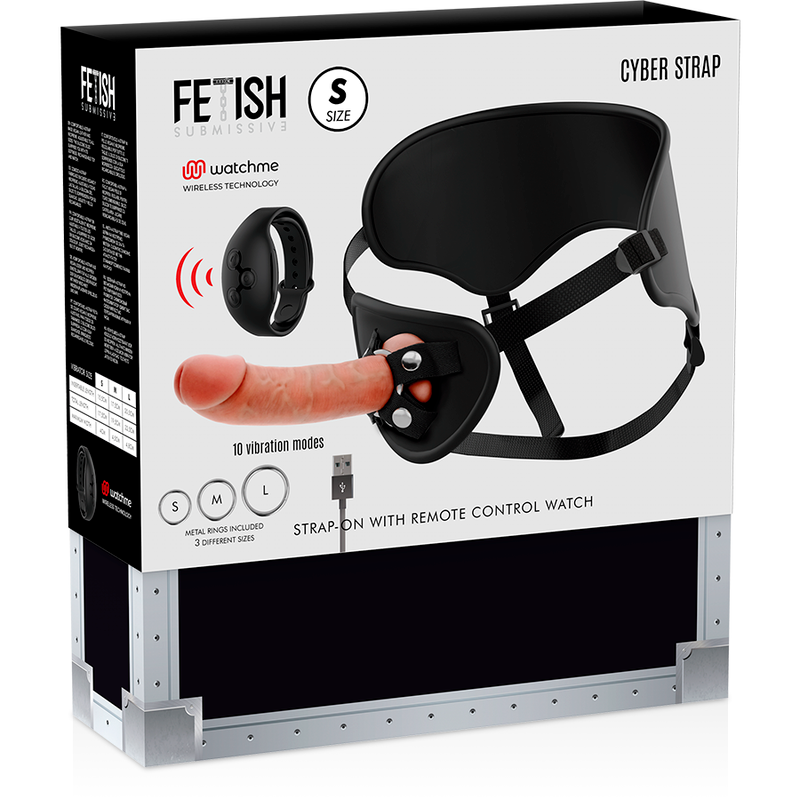 FETISH ONDERDANIGE CYBERBAND - HARNAS MET AFSTANDSBEDIENING DILDO WATCHME TECHNOLOGIE