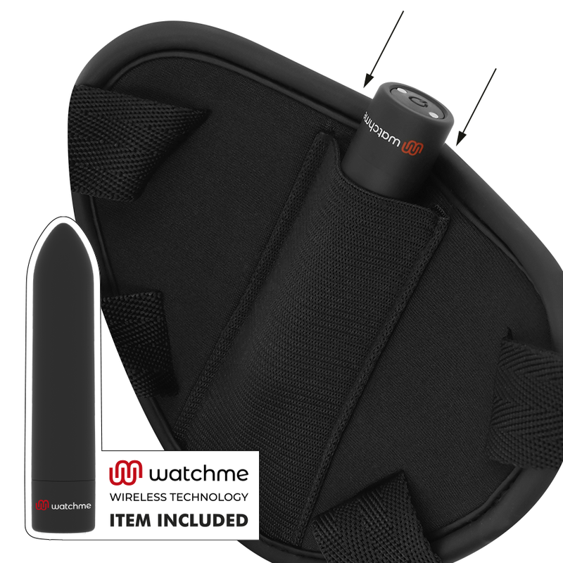 FETISH ONDERDANIGE CYBER STRAP - HARNAS MET DILDO EN KOGEL AFSTANDSBEDIENING WATCHME L TECHNOLOGIE