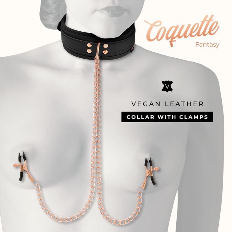 COQUETTE CHIC DESIRE - FANTASIE KETTING MET TEPELKLEMMEN MET NEOPREEN VOERING
