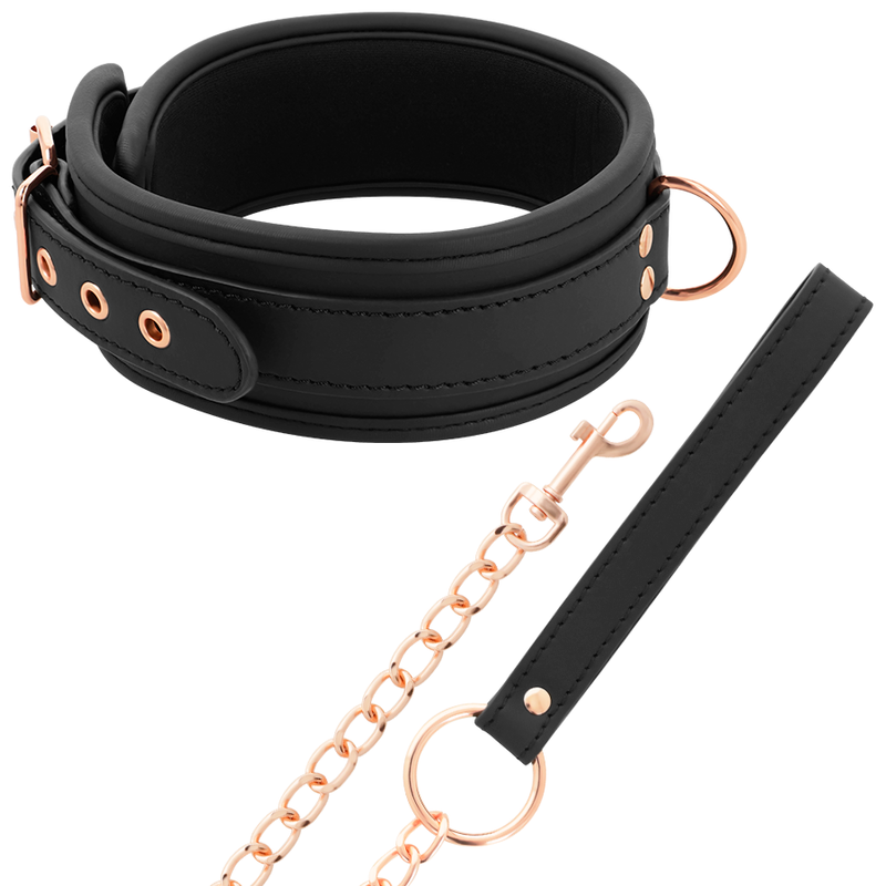 COQUETTE CHIC DESIRE - FANTASY VEGAN LEDEREN HALSBAND MET BAND EN NEOPREEN VOERING