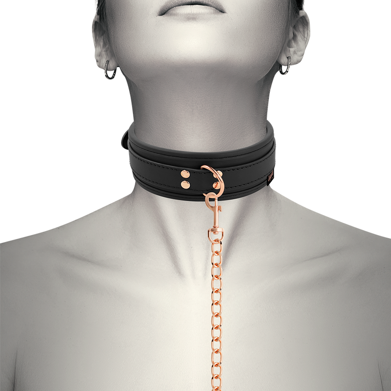 COQUETTE CHIC DESIRE - FANTASY VEGAN LEDEREN HALSBAND MET BAND EN NEOPREEN VOERING