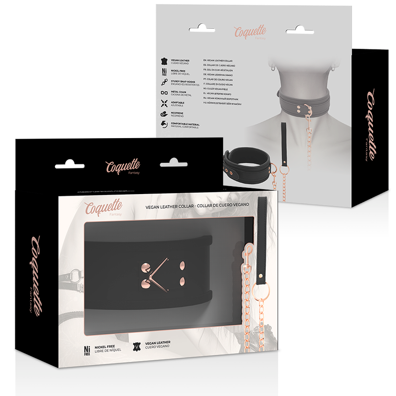 COQUETTE CHIC DESIRE - FANTASY VEGAN LEDEREN HALSBAND MET BAND EN NEOPREEN VOERING