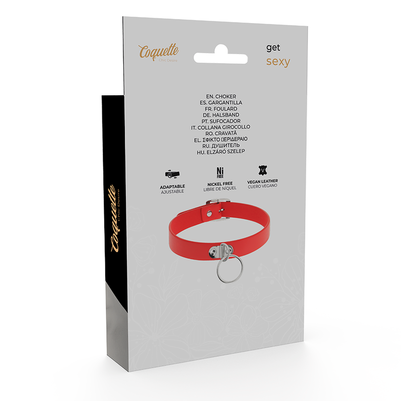 COQUETTE CHIC DESIRE - RODE VEGAN LEDEREN KETTING VROUW FETISH ACCESSOIRE