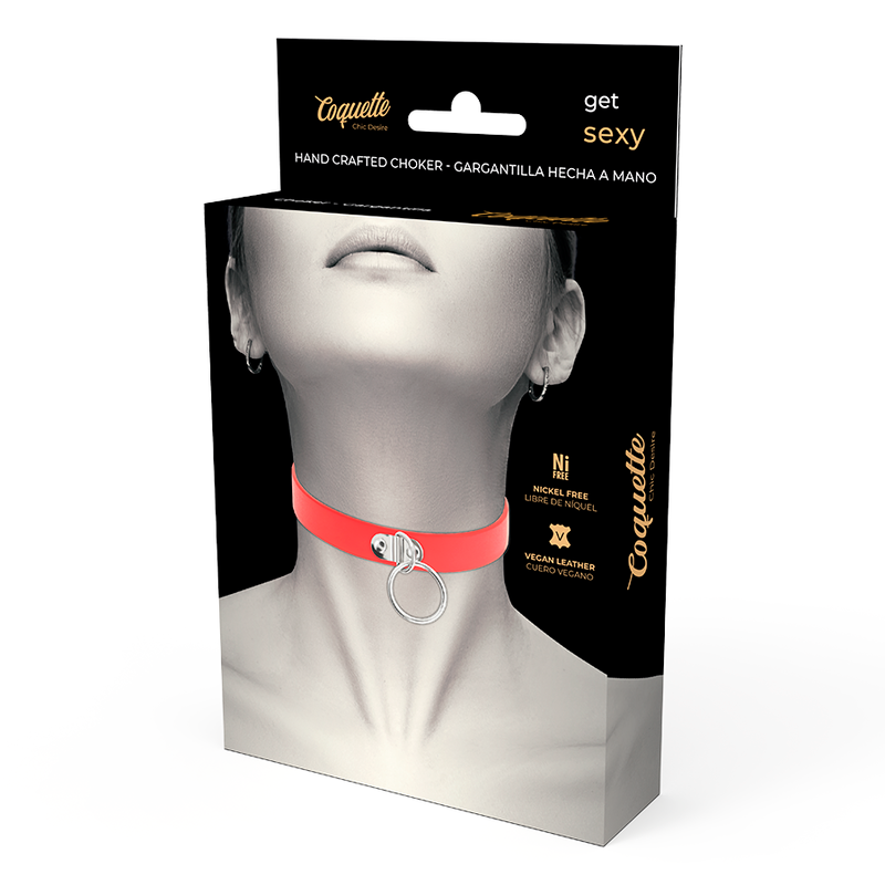 COQUETTE CHIC DESIRE - RODE VEGAN LEDEREN KETTING VROUW FETISH ACCESSOIRE