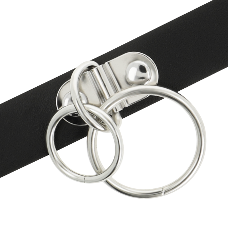COQUETTE CHIC DESIRE - VEGAN LEDEREN DUBBELE RING CHOKER