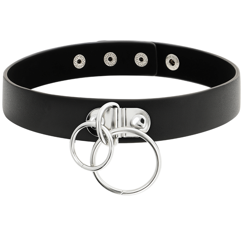 COQUETTE CHIC DESIRE - VEGAN LEDEREN DUBBELE RING CHOKER