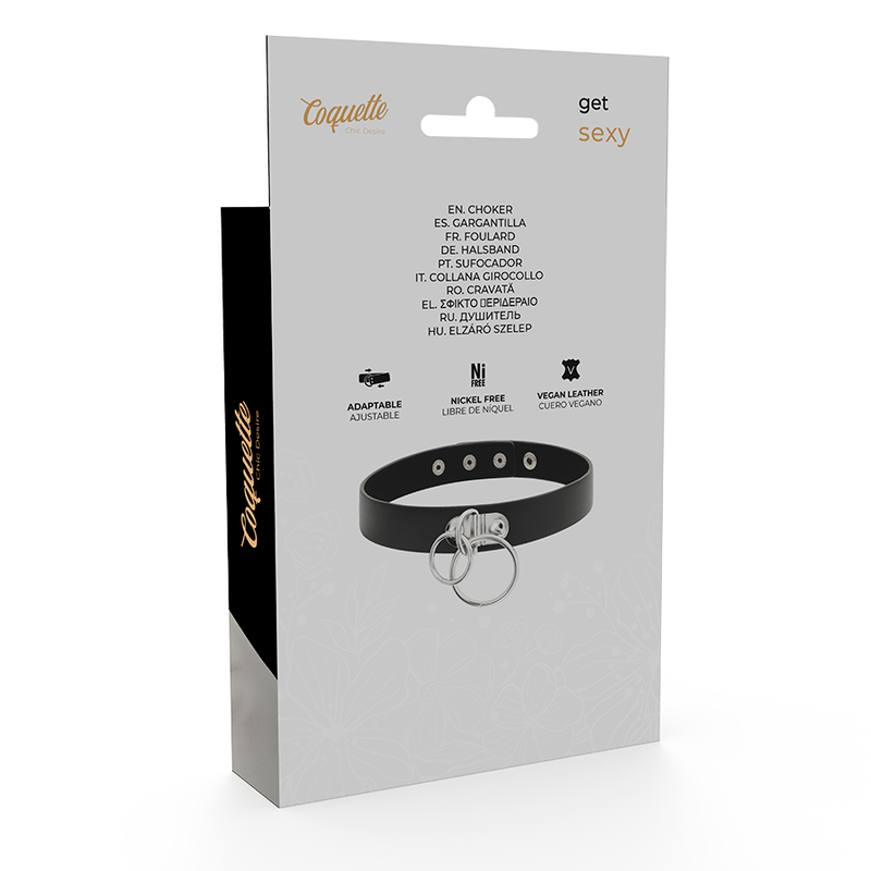 COQUETTE CHIC DESIRE - VEGAN LEDEREN DUBBELE RING CHOKER