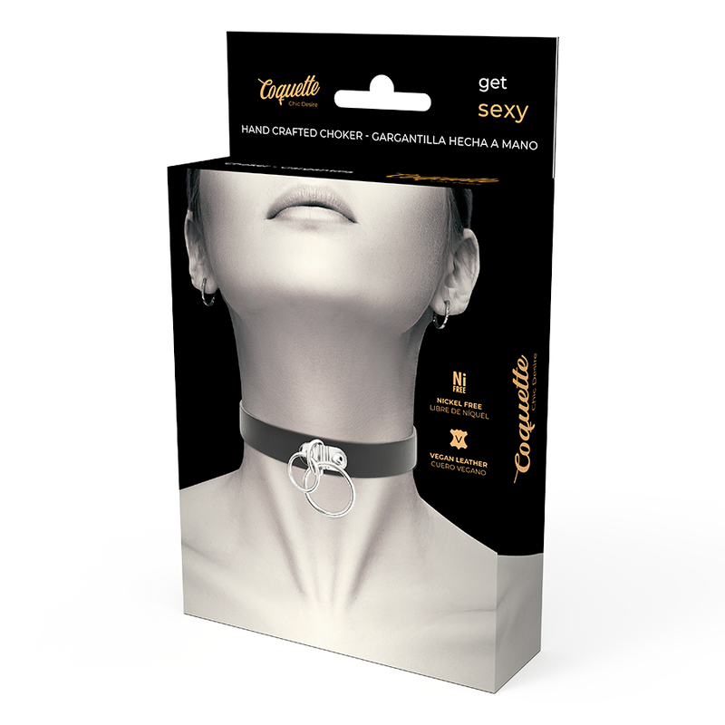 COQUETTE CHIC DESIRE - VEGAN LEDEREN DUBBELE RING CHOKER