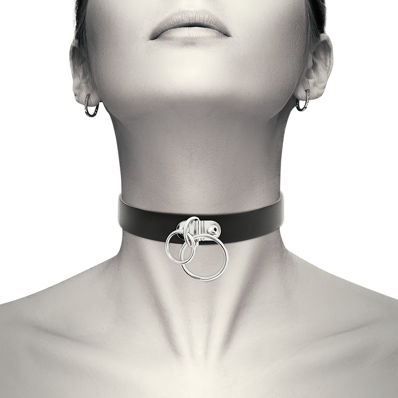 COQUETTE CHIC DESIRE - VEGAN LEDEREN DUBBELE RING CHOKER