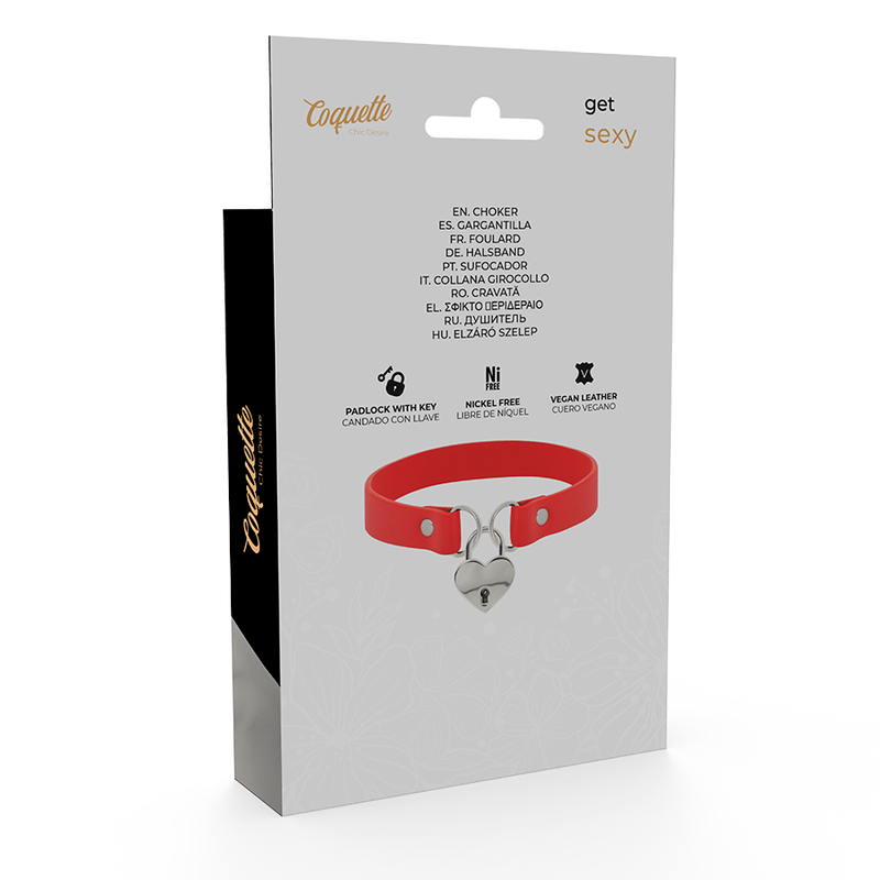 COQUETTE CHIC DESIRE - ROOD VEGAN LEDEREN KETTING HART ACCESSOIRE MET SLEUTEL