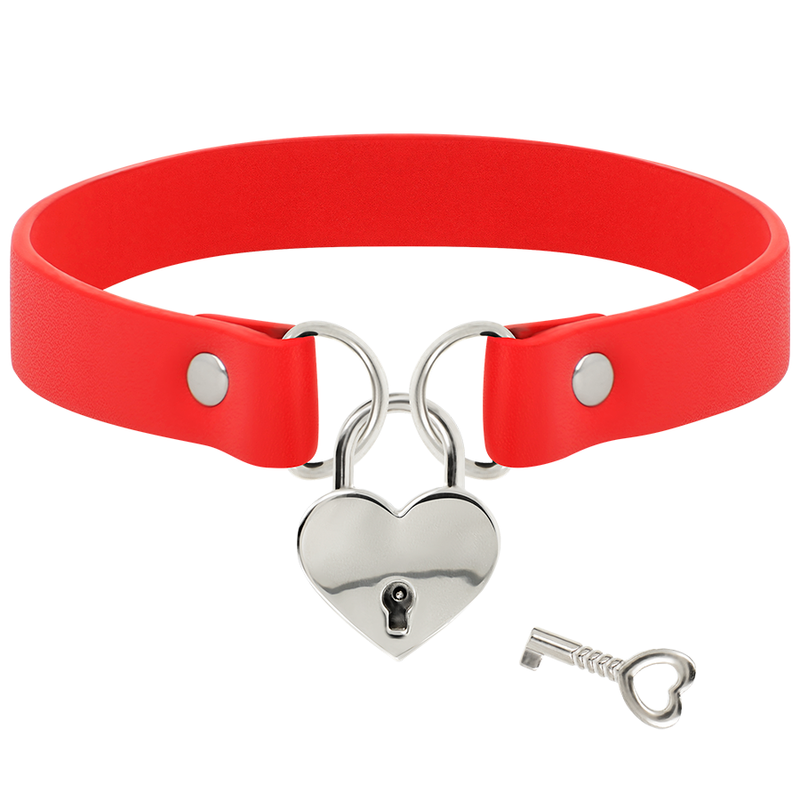 COQUETTE CHIC DESIRE - ROOD VEGAN LEDEREN KETTING HART ACCESSOIRE MET SLEUTEL