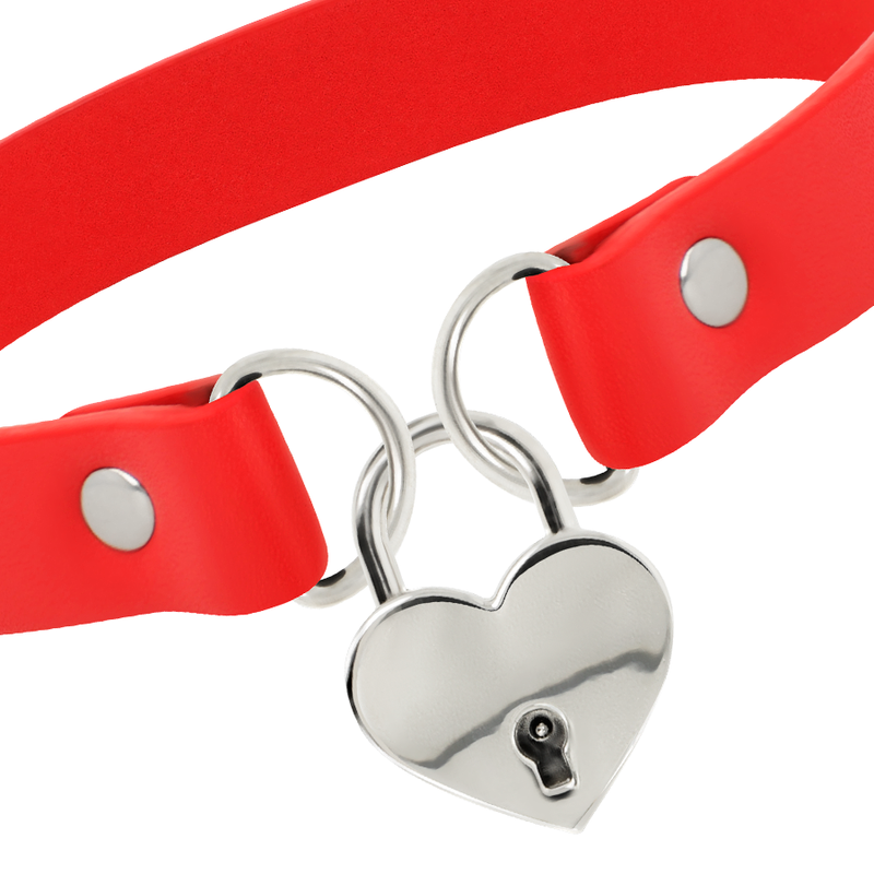 COQUETTE CHIC DESIRE - ROOD VEGAN LEDEREN KETTING HART ACCESSOIRE MET SLEUTEL