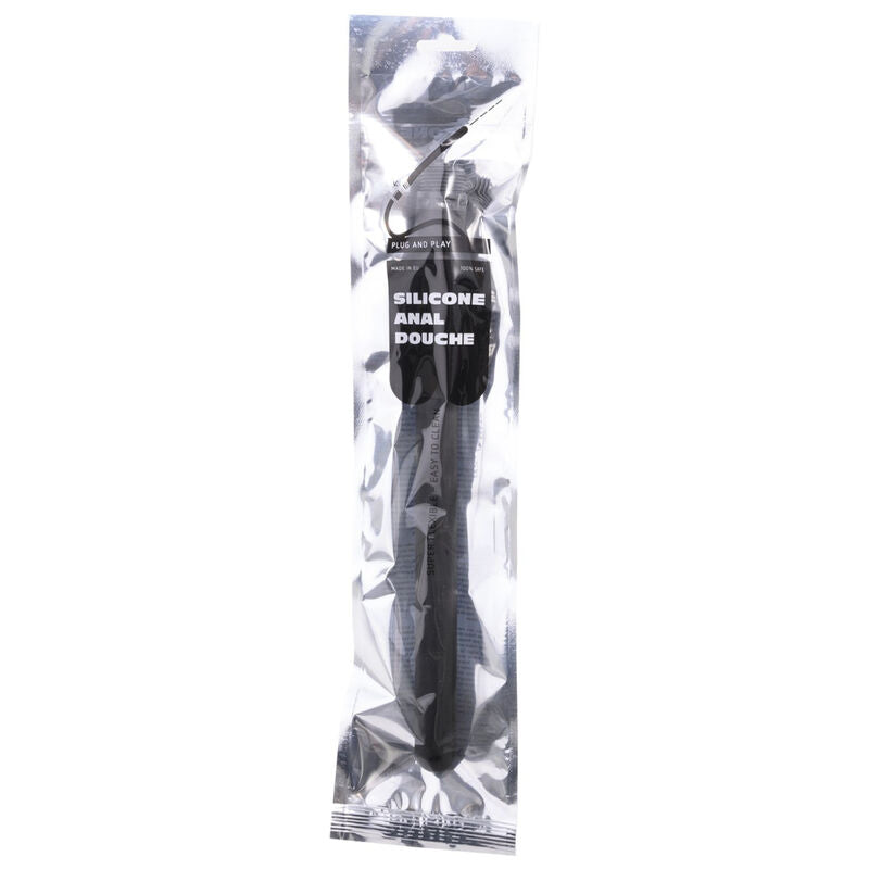 HELEMAAL ZWART - GERIBBELD SILICONEN ANALE DOUCHE 27 CM