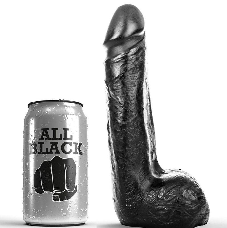 ALL BLACK - ZACHTE ZWARTE REALISTISCHE DILDO 20 CM