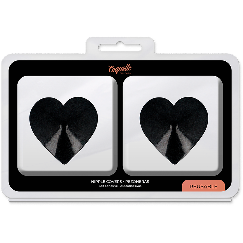 COQUETTE CHIC DESIRE - METALEN TEPELBEKLEDING MET ZWARTE HARTEN