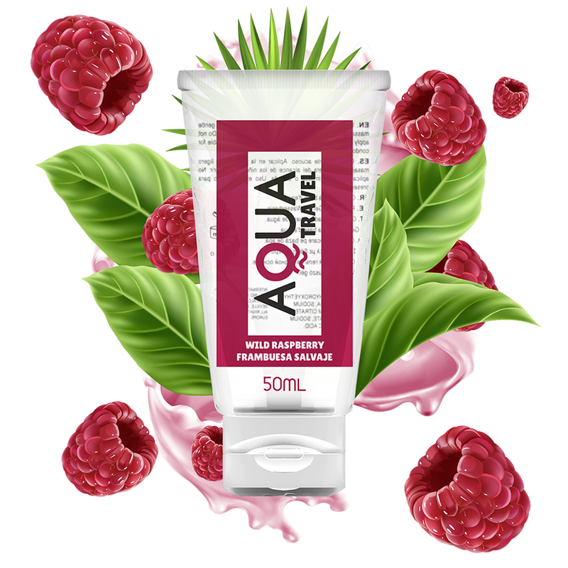 AQUA TRAVEL - GLIJMIDDEL OP WATERBASIS MET SMAAK VAN WILDE FRAMBOZEN - 50 ML