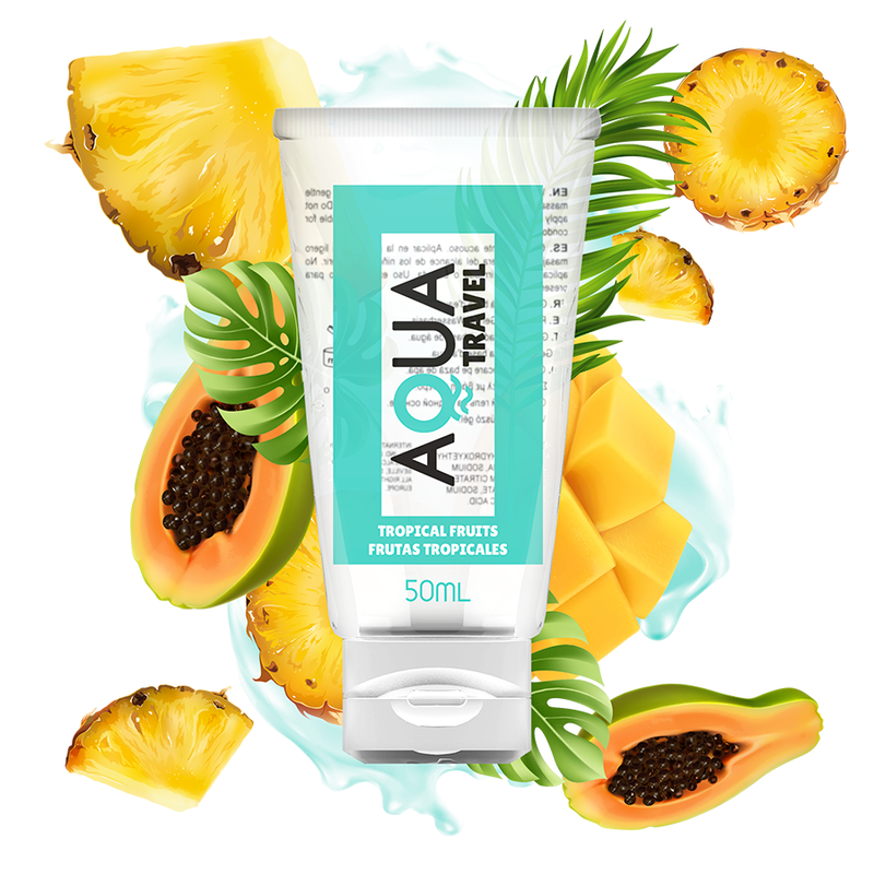 AQUA TRAVEL - GLIJMIDDEL OP WATERBASIS MET TROPISCHE FRUITSMAAK - 50 ML